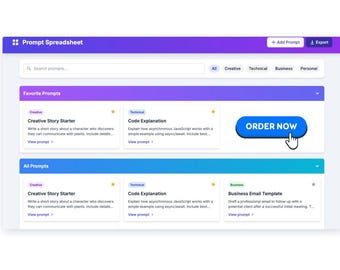 Customizable Interactive AI Prompt Management Spreadsheet for Creators and Professionals