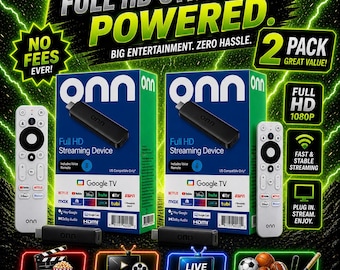 Onn HD-strömningsenhet 2-pack Fullt programmerad live sport-TV Super Box-alternativ