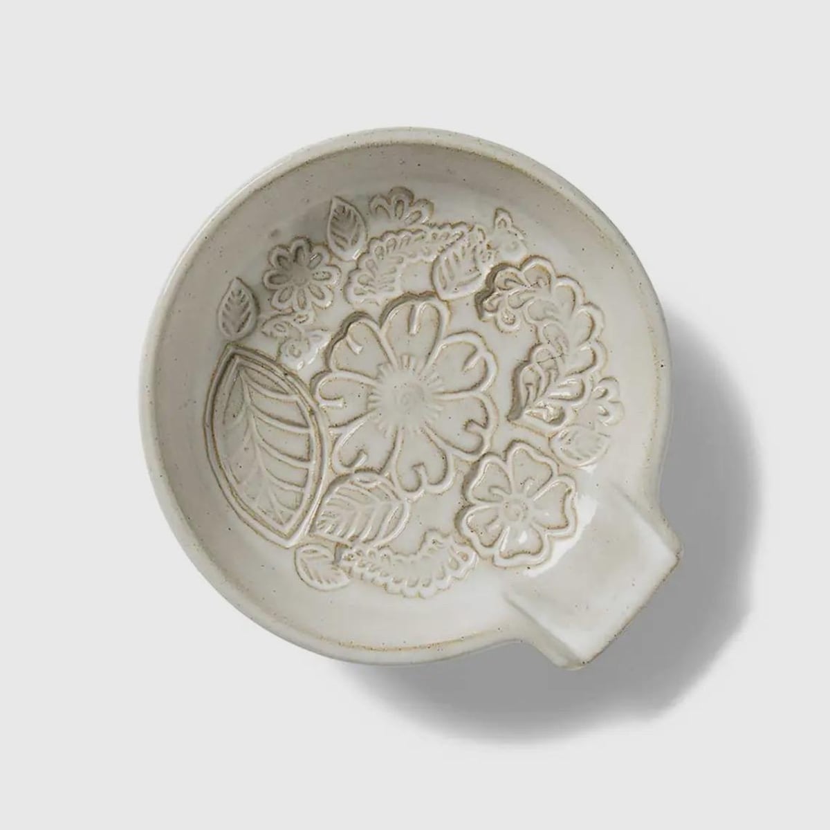 Pressed Blossom Ceramic Spoon Rest | Handmade in Nepal
