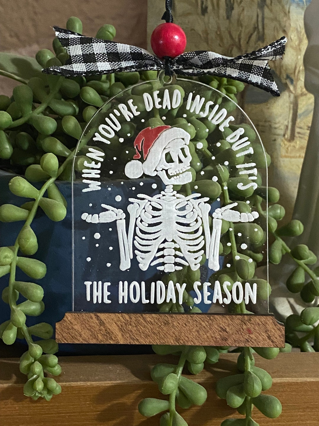 Dead Inside Christmas Snowglobe Ornament Stressed Depressed Etsy