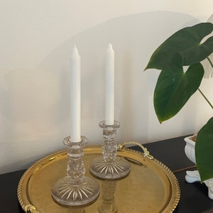 Vintage glass candlestick holders - vintage candle holders