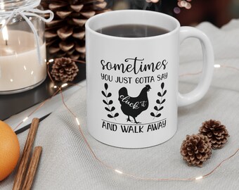 Chicken Lover Ceramic Mug, Whimsical Farmhouse Decor