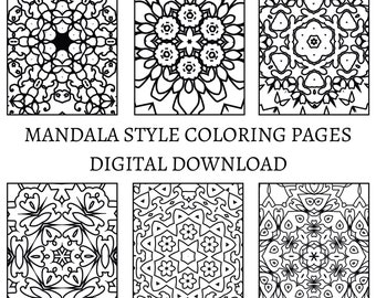 50 Mandala-Stil Malseiten, Herunterladbare Malseiten, Malseiten für Erwachsene, Digitales Malpaket, Malseiten bündeln,