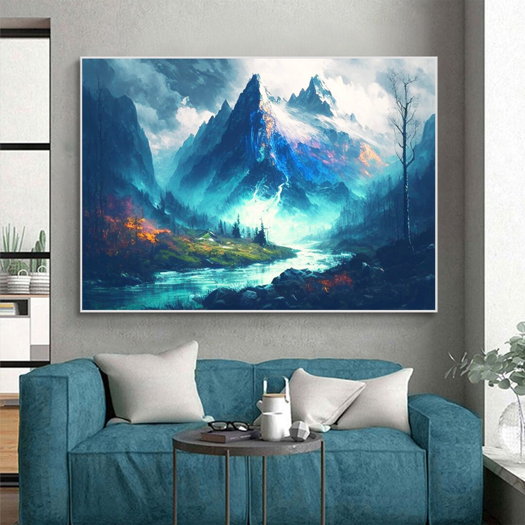 Abstract Mountain Oil Painting on Canvas Large Wall Art - Etsy