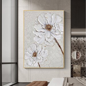 Large Abstract Flower Oil Painting on Canvas, Canvas Wall Art, Original ...