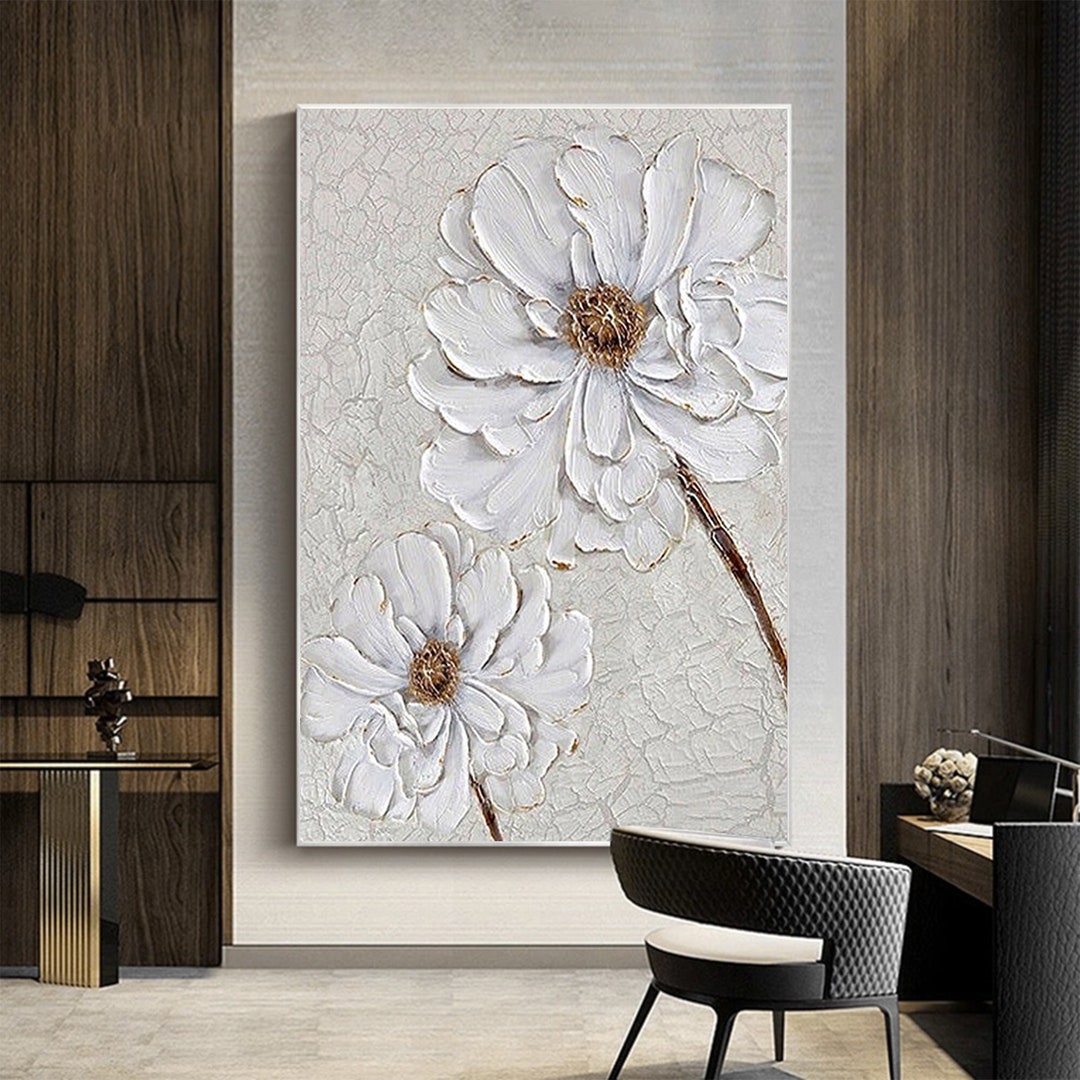 Large Abstract Flower Oil Painting on Canvas, Canvas Wall Art, Original ...