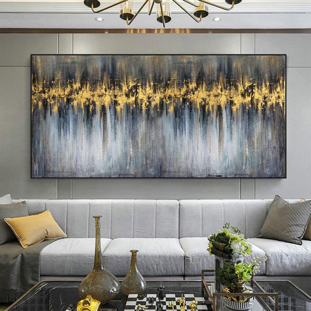 Abstract Gold Foil Oil Painting on Canvas Large Wall Etsy