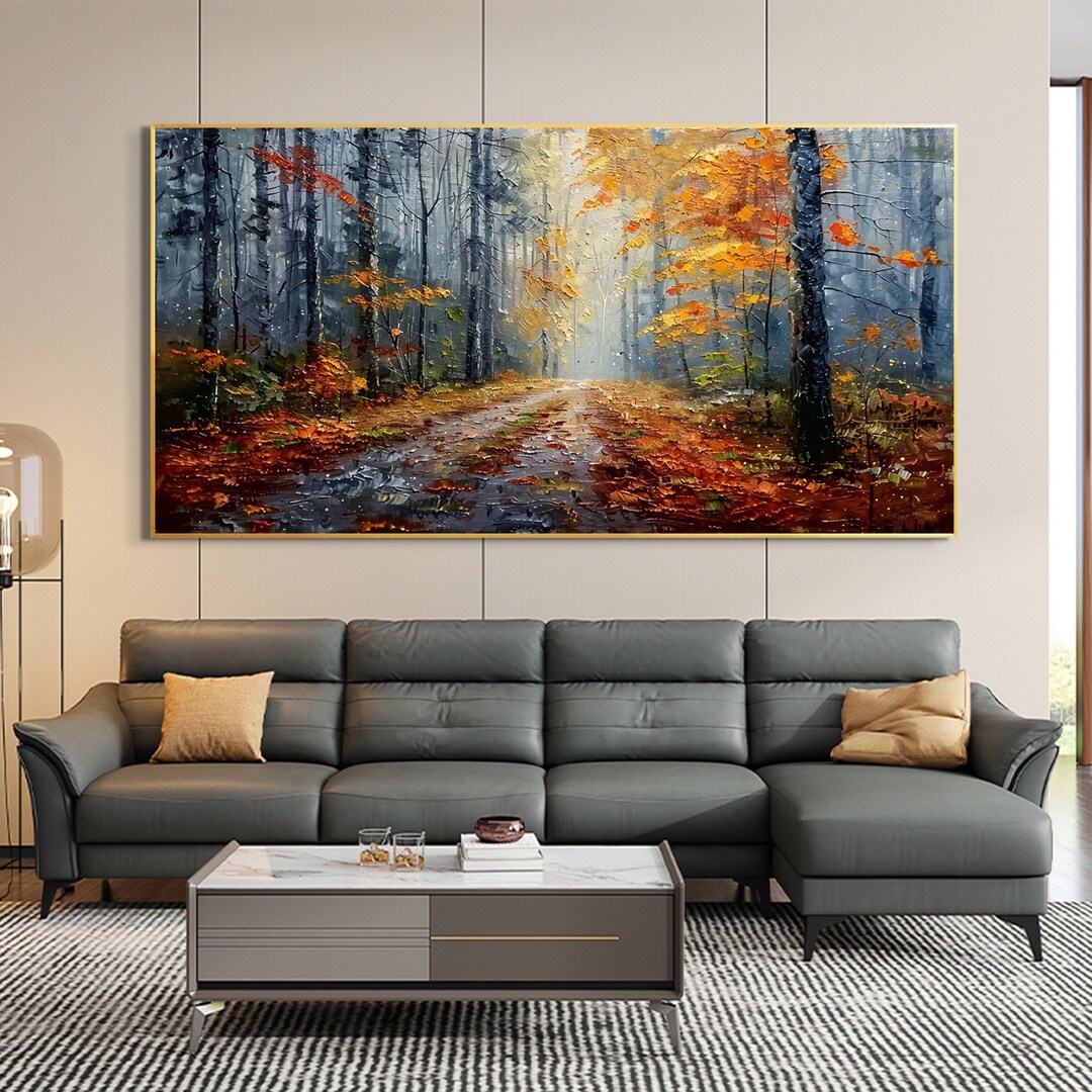 Original Forest Landscape Oil Painting on Canvas, Large Wall Art ...