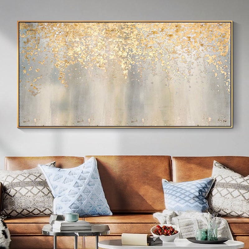 Large Abstract Gold Leaf Oil Painting on Canvas Original Boho Etsy