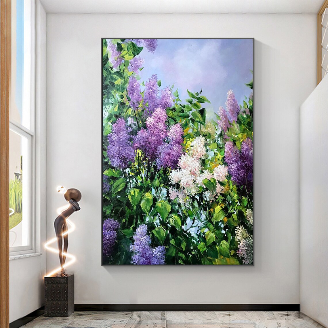 Abstract Lilac Flower Oil Painting on Canvas Large Original Etsy