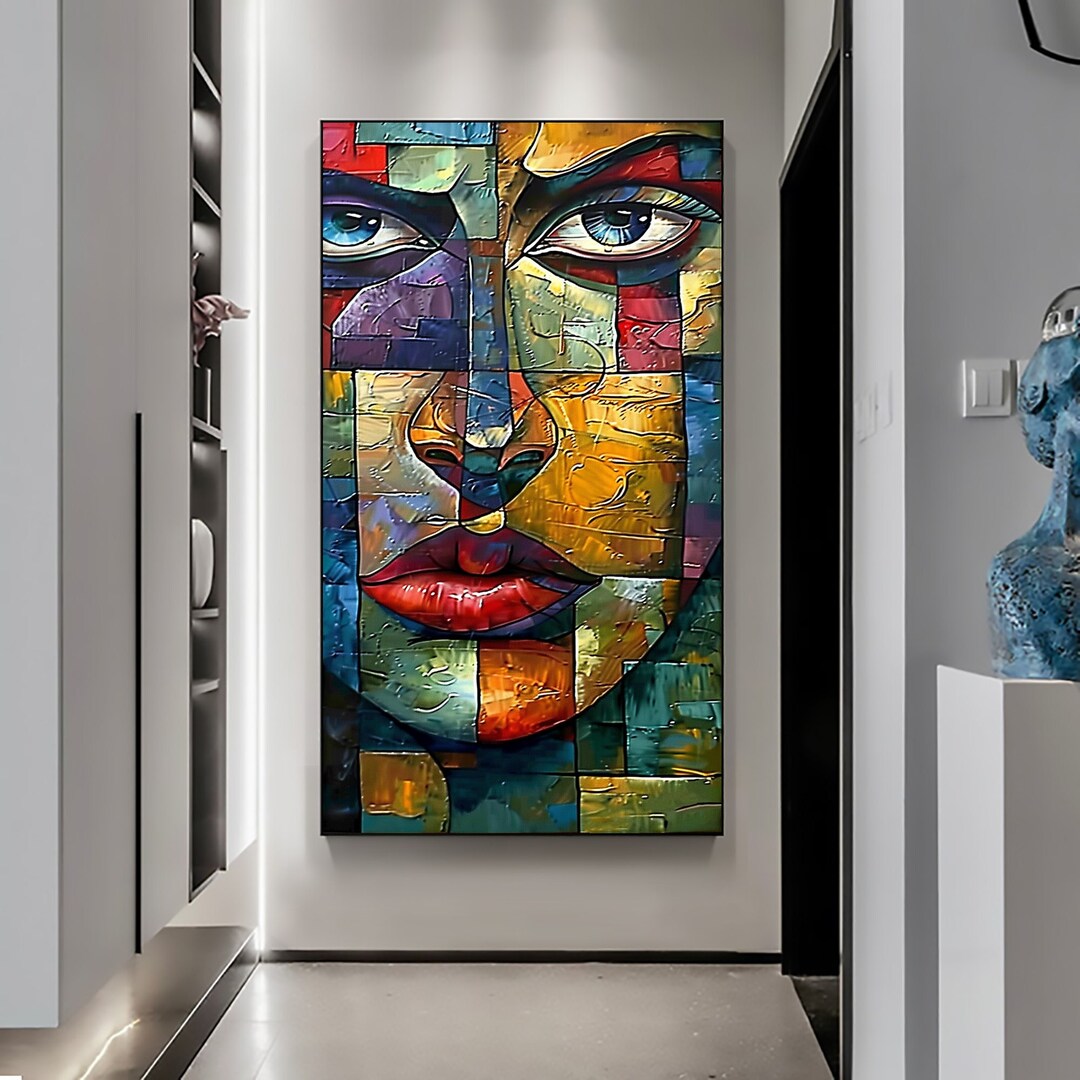 Abstract Figure Face Oil Painting on Canvas, Original Large Abstract ...