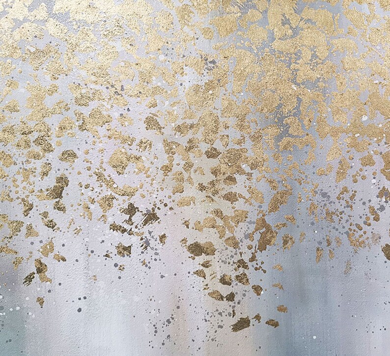 Large Abstract Gold Leaf Oil Painting on Canvas Original Boho Etsy