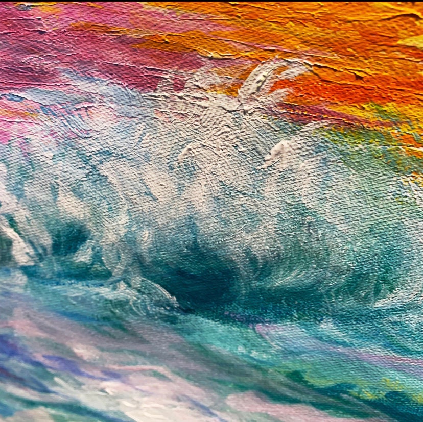 Abstract Colorful Sunset Seascape Oil Painting on Canvas - Etsy