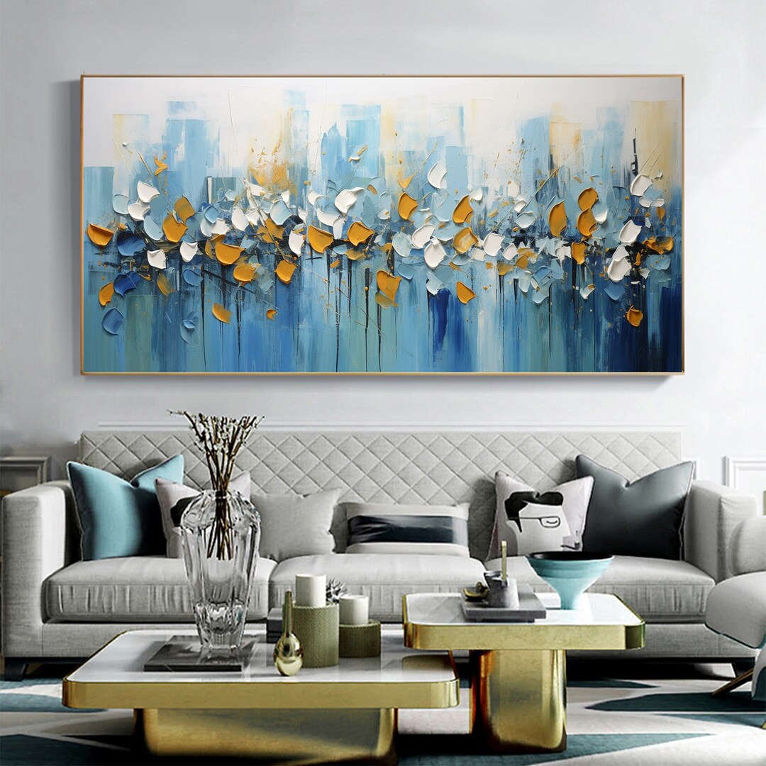Abstract Gold Foil Oil Painting on Canvas, Large Wall Art Original Gold ...