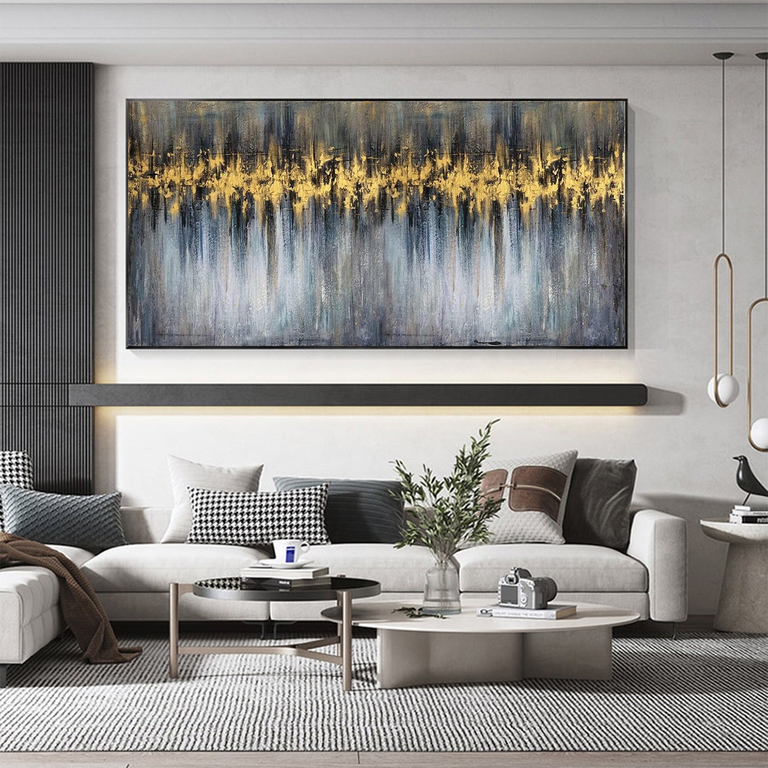 Abstract Gold Foil Oil Painting on Canvas, Large Wall Art,original Gold