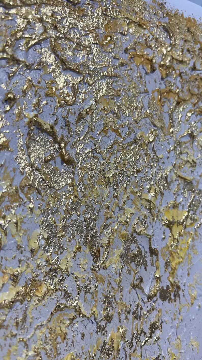 Large Abstract Gold Leaf Oil Painting on Canvas Original Boho Etsy