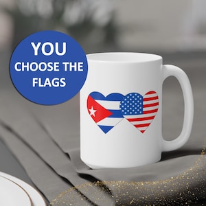 US Citizenship mug CUSTOM - dual nationality new us citizen gift, two flag coffee cup, personalized travel, american flag, usa homewares tea