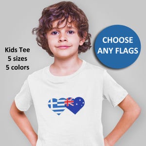 Kids Tee CUSTOM Dual Nationality / New Citizenship (5 sizes 5 colors), personalized children tshirt, girls two country flag shirt, boys gift