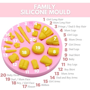 Air Dry Clay, Polymer Clay Doll Silicone Mold to Create 6cm Family Clay Figurine, Keychain, Ref Magnet, For DIY Personalized Simple Gift