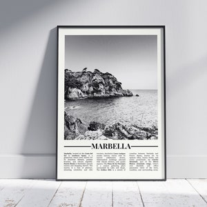 Marbella Schwarzweiß Poster, Marbella Druck, Marbella Wandkunst, Marbella Geschenk, Marbella Foto, Spanien Geschenk, Spanien Poster, Spanien Druck