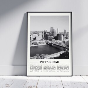 Pittsburgh Black and White Poster, Pittsburgh Print, Pittsburgh Wall Art, Pittsburgh Gift, Pittsburgh Photo, United States, Pennsylvania, V1