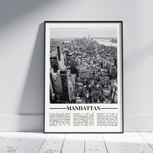 Affiche Manhattan noir et blanc, impression Manhattan, art mural Manhattan, cadeau Manhattan, photo Manhattan, affiche États-Unis, New York
