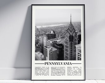 Pennsylvania Black and White Poster, Pennsylvania Print, Pennsylvania Wall Art, Pennsylvania Gift, Pennsylvania Photo, United States Poster