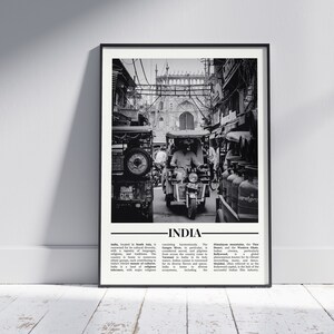 Affiche noir et blanc Inde, impression Inde, art mural Inde, cadeau Inde, photo Inde, décoration d'intérieur Inde, voyage Inde, version 1