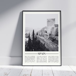 Spanien Schwarzweiß Poster, Spanien Print, Spanien Wandkunst, Spanien Geschenk, Spanien Foto, Spanien Wohnkultur, Spanien Reise, Version 1