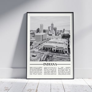 Indiana Black and White Poster, Indiana Print, Indiana Wall Art, Indiana Gift, Indiana Photo, United States Poster, USA Gift, Version 2