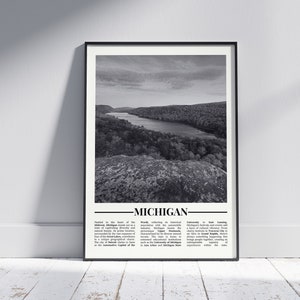 Michigan Black and White Poster, Michigan Print, Michigan Wall Art, Michigan Gift, Michigan Photo, United States Poster, USA Gift, Version 1