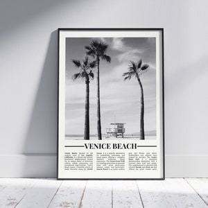 Venice Beach Schwarzweiß-Poster, Venice Beach Druck, Venice Beach Wandkunst, Venice Beach Foto, USA, California, LA, Version 2