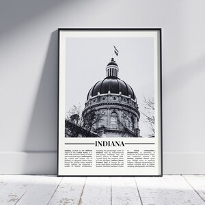 Indiana Black and White Poster, Indiana Print, Indiana Wall Art, Indiana Gift, Indiana Photo, United States Poster, USA Gift, Version 1