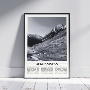 Afghanistan Black and White Poster, Afghanistan Print, Afghanistan Wall Art, Afghanistan Gift, Afghanistan Photo, Version 1