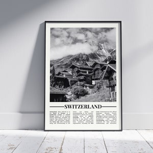 Switzerland Black and White Poster, Switzerland Print, Switzerland Wall Art, Switzerland Gift, Switzerland Photo, Version 1