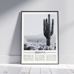 Arizona Black and White Poster, Arizona Print, Arizona Wall Art, Arizona Gift, Arizona Photo, United States Poster, USA Gift, Version 1