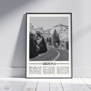 Arizona Black and White Poster, Arizona Print, Arizona Wall Art, Arizona Gift, Arizona Photo, United States Poster, USA Gift, Version 2
