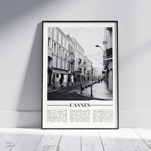 Cannes Black and White Poster, Cannes Print, Cannes Wall Art, Cannes Gift, Cannes Photo, France Art, France Gift, Version 2