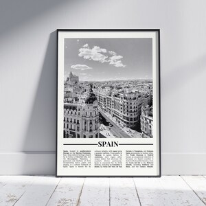Spanien Schwarzweiß Poster, Spanien Print, Spanien Wandkunst, Spanien Geschenk, Spanien Foto, Spanien Wohnkultur, Spanien Reise, Version 2
