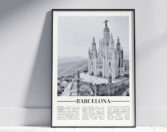 Barcelona Black and White Poster, Barcelona Print, Barcelona Wall Art, Barcelona Gift, Barcelona Photo, Spain Gift, Spain Poster, Version 2