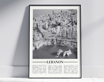 Lebanon Black and White Poster, Lebanon Print, Lebanon Wall Art, Lebanon Gift, Lebanon Photo, Lebanon Home Decor, Lebanese, Version 2