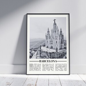 Cartel en blanco y negro de Barcelona, Impresión de Barcelona, Arte de la pared de Barcelona, Regalo de Barcelona, Foto de Barcelona, Regalo de España, Cartel de España, Versión 2