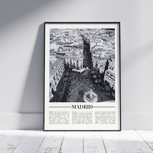 Madrid Schwarzweiß Poster, Madrid Druck, Madrid Wandkunst, Madrid Geschenk, Madrid Foto, Spanien Geschenk, Spanien Poster, Version 1