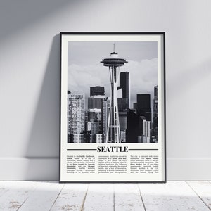 Seattle Schwarzweiß Poster, Seattle Print, Seattle Wandkunst, Seattle Geschenk, Seattle Foto, USA Poster, Washington State