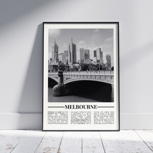 Melbourne Black and White Poster, Melbourne Print, Melbourne Wall Art, Melbourne Gift, Melbourne Photo, Australia Gift, Version 1