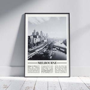 Melbourne Black and White Poster, Melbourne Print, Melbourne Wall Art, Melbourne Gift, Melbourne Photo, Australia Gift, Version 2