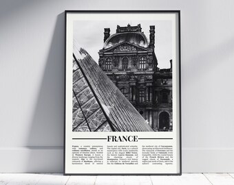 France Black and White Poster, France Print, France Wall Art, France Gift, France Photo, France Home Decor, France Travel, Version 1