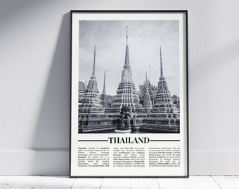 Thailand Black and White Poster, Thailand Print, Thailand Wall Art, Thailand Gift, Thailand Photo, Thai Art, Thai Gift, Version 1