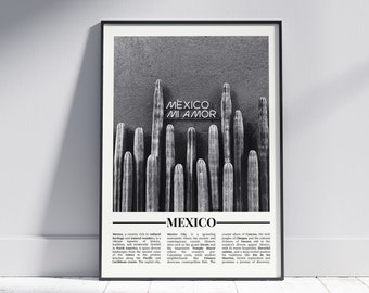 Mexico Black and White Poster, Mexico Print, Mexico Wall Art, Mexico Gift, Mexico Photo, Mexico Home Decor, Mexico Travel, Version 3