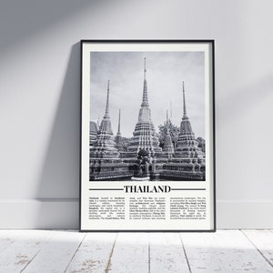 Thailand Black and White Poster, Thailand Print, Thailand Wall Art, Thailand Gift, Thailand Photo, Thai Art, Thai Gift, Version 1